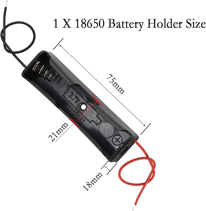 PNGKNYOCN 18650 Battery Clip 1 Slots 3.7V Plastic 18650 Battery Storage Box Case with Black and Red Wire Leads YOUCHENG for 18650 Battery with Connect Lead(5-Pack)