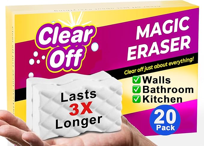 20 Pack Upgraded Magic Sponge Eraser Extra Large Super Powerful - Melamine Sponge for All-Purpose Cleaning, Oven Cleaner, Wall Cleaner, Dish, Kitchen, Baseboards, Sink, Sneaker, Car, Bathroom