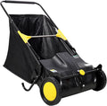 21" Hand-Push Lawn Sweeper | 4 Heavy-Duty Brushes & Wheels, Adjustable Height, 3.5 FT Large Hopper | for Efficient Leaf and Grass Collection in Lawns, Yards, Gardens