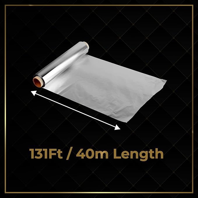 Extra Wide Aluminum Foil Roll Heavy Duty – 18in x 131ft Length 20 Micron thick,193 sq ft – Commercial Grade & Extra Thick, for grilling home cooking Food Service Industry LuxLiv®