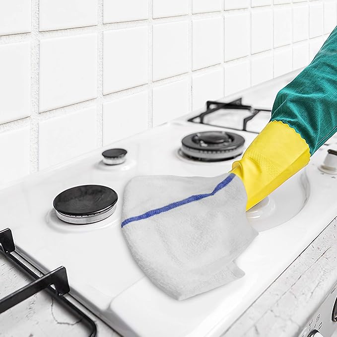 Nabob Wipers Kitchen Bar Mop Terry Towels 12 Pack - 100% Cotton - Size 14x17 - Perfect for Your Home, Kitchen, Bathroom, Bars, Restaurants & Auto - Super Absorbent (Gold Stripe)