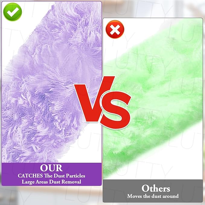Dusters Refills 60 Count 360°Double-Sided Electrostatic Dusting Pads with Upgraded Thick Fibers, Disposable Duster Heads for Blinds Ceiling Fans Furniture Compatible with Swiffer Dusters（Purple）