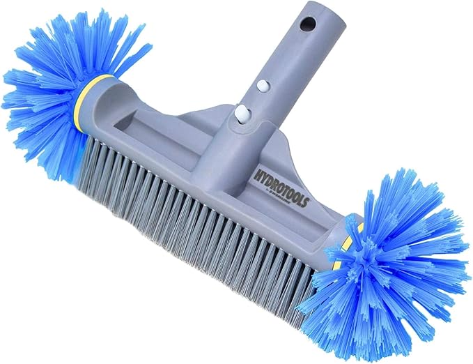 SWIMLINE HYDROTOOLS Pool Brush Head for Inground & Above Ground Pools | EZ Clip Compatible | 12.5-Inch Molded Brush with ROUND EDGE Bristles | Double Reinforced Neck for Wall, Floor & Steps