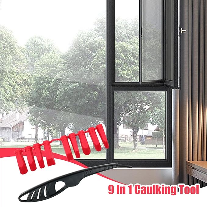 Caulk Scraper Remover Tool | 9 in 1 Ergonomic Paint Sealant Spatula | Caulk Remover Scraper | for Bathroom Kitchen Shower Sink Joint Tile Floor