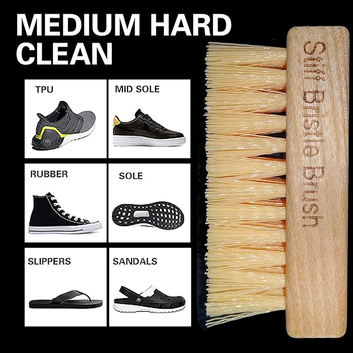 Portable Shoe Cleaning Brush Set of 2 Brushes with Soft and Stiff Bristles, Premium Sneaker Cleaner Brushes for Leather, Suede, Canvas, Textile, Bags and Accessories.