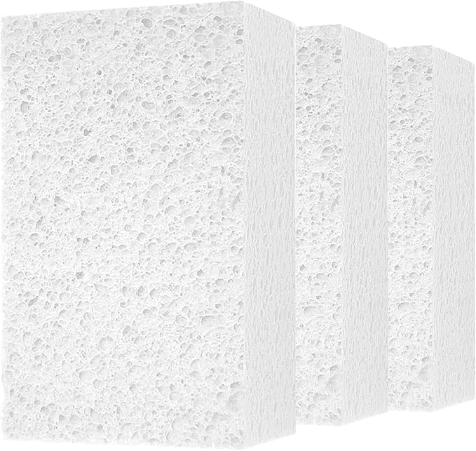 Cleaning and Washing Sponge, 3 Pack Large Extra Thick Heavy Duty Sponge Multi-Purpose for Kitchen Bathroom Bike Boat Car, Natural Cellulose Sponges 4" X 6" X 2" (White)