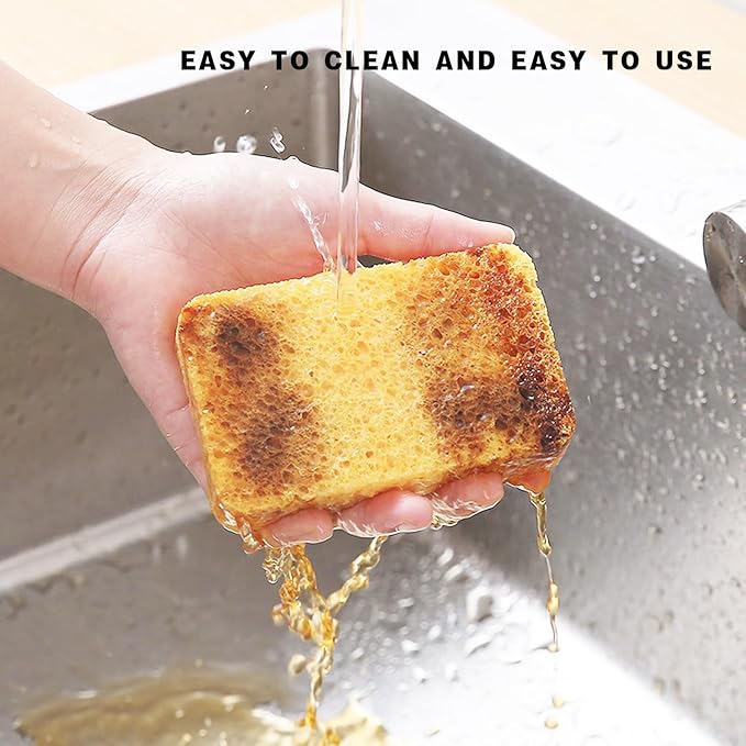 Large Cellulose Sponges, Thick Heavy Duty Scrub Sponges, Kitchen Sponges for Dish, Non-Scratch Scrubber for Household, Cookware, Bathroom (5 Pack)