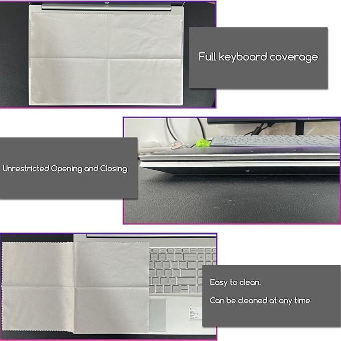 2-Pack Microfiber Laptop Cleaning Cloth - Clean Screen Dust & Protect Keyboard, Compatible with Dell/HP/Acer/ASUS/Lenovo/Samsung/LG etc 15.6"-17.3" Laptops