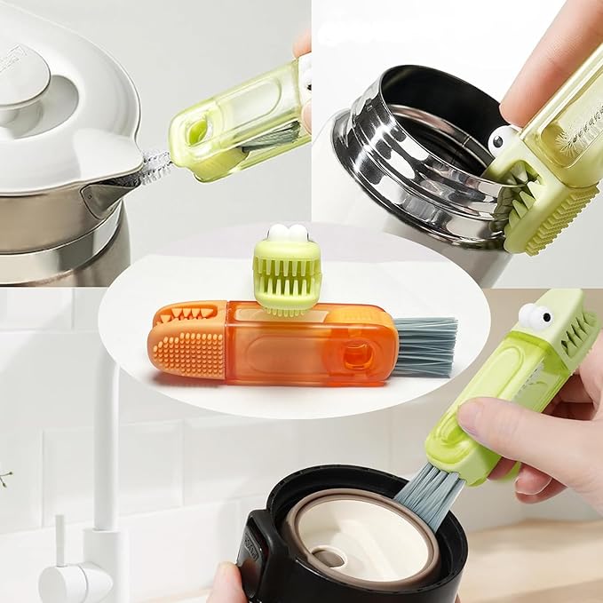 3Pcs 4-in-1 Bottle Cleaning Brush Set, Cup Lid Cleaner and 3pcs Tube Brush Kit, Home Kitchen Crevice Cleaning Tools Straw Cleaning Brush for Sippy Cup, Tumbler, Drinking Straw