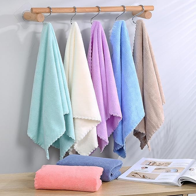 Microfiber Washcloths 5 Pack 29.5" x 13.8" Soft Feel Fingertip Towels quick Drying Coral Velvet Wash Cloths Ultra Soft, Quick-Drying & Multipurpose Face & Hand Towels for Bathroom, Spa, and Gym Towel.