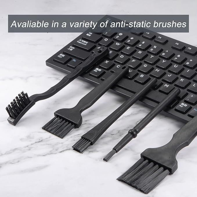 uxcell 4 Pcs Anti Static ESD Brush Portable Plastic Handle Nylon Lab Cleaning Brushes for Electronics Keyboard PCB BGA Repair Soldering, 15x30mm Bristles
