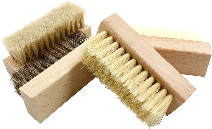 4 Pcs Wooden Handheld Shoe Cleaner Brush Set - Nano Silk, PP Silk, Natural Horsehair, Pig Bristle - For Sneakers, Leather Boots, Canvas Shoes