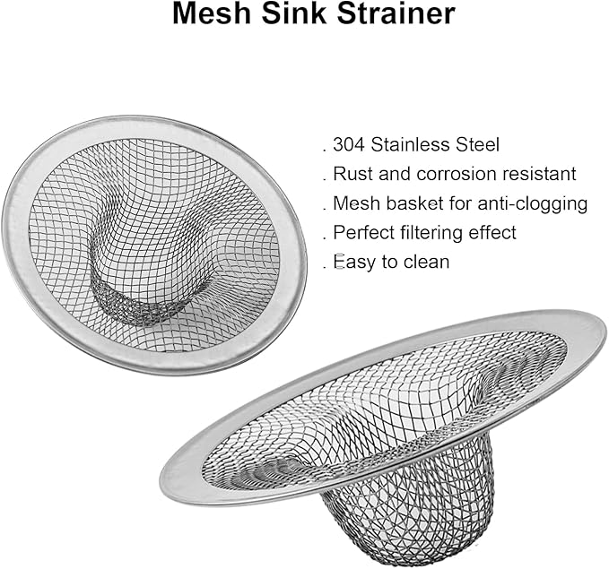 6-Pack Bathroom Mesh Sink Drain Strainer - 2.12" Top / 1" Small Stainless Steel Hair Basket Catcher for Bathroom Sink, Lavatory, Balcony, Utility, RV, Floor Drain