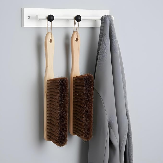8 Pieces Wooden Dust Brush Bulk Hand Broom Bench Soft Bristle Cleaning Brushes with Long Wood Handle for Car Bed Sofa Fireplace Couch Clothes