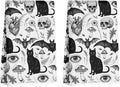 2Pcs Skeleton Cat Kitchen Towels, Mushroom Durable Microfiber Tea Towels for Kitchen Home Bathroom Farmhouse Decor, Eyes Bat Waffle Weave Dish Drying Towel, Cat Gifts for Women Friend, 24x14 Inch