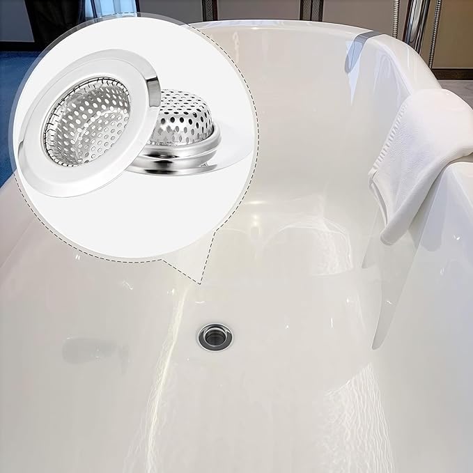 4 Pack Bathtub Drain Strainer, 2.75" Top / 1.75" Basket Stainless Steel Drain Hair Catcher, Perfect for Bathroom Sink Bathtub Vanity Sink Basin Shower Room Balcony Floor Drain (4)