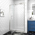 Pivot Glass Shower Door, 38-42" W x 71" H, 1/4"(6mm) Clear SGCC Tempered Glass, Brushed Nickel Finish, Magnetic Closure, Reversible Installation
