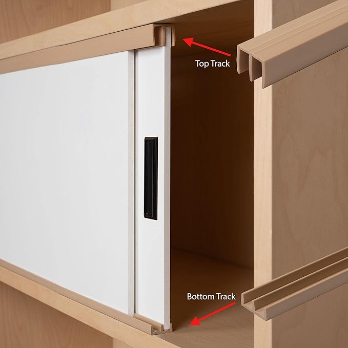 1/4" Panel Sliding Door Track - 48" Beige Plastic Upper & Lower Set, USA Made, Pack of 4 - Outwater