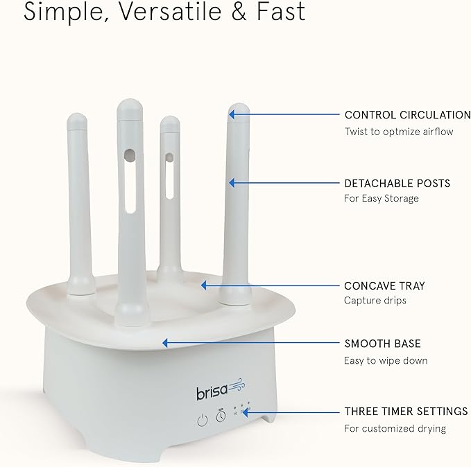 Brisa Rack: Powered Drying for reusables bottles, bags, and containers - Heated Air Drying Technology - Home Essential Drying Rack Kitchen Tool - White