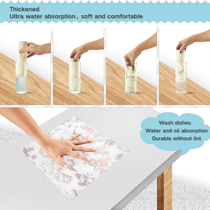 ALAZA Dish Towels Kitchen Cleaning Cloths Marble with Rose Gold Dish Cloths Super Absorbent Kitchen Towels Lint Free Bar Tea Soft Towel Kitchen Accessories Set of 6,11"x11"
