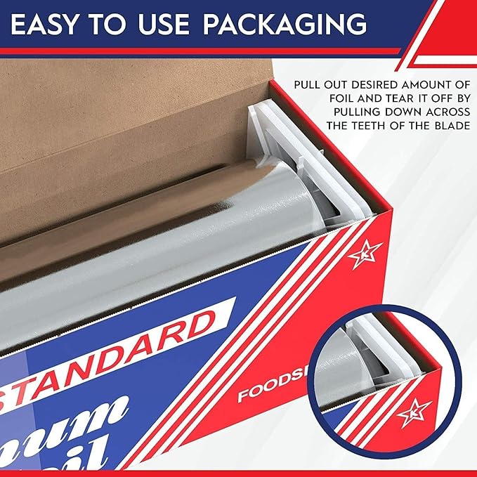 12" X 1000' Aluminum Foil Roll wtih Black Nitirle Gloves Combo Pack (1 Roll)