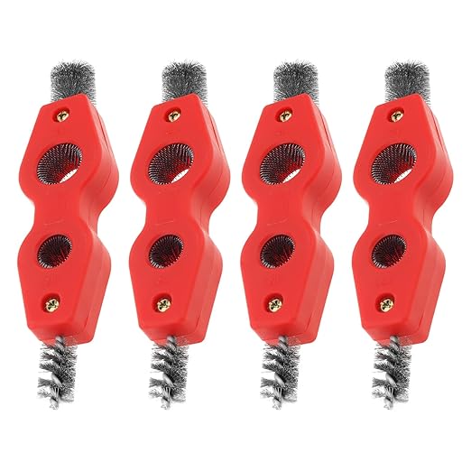 4pcs-in-1 Copper Pipe Cleaner, 4pcs Copper Tubing Brush Pipe Brush 1/2" & 3/4" Inner 5/8" & 7/8" Outer Steel Bristles Cleaner Plumber Brush for Plumbing Installation Soldering Brazing Tool