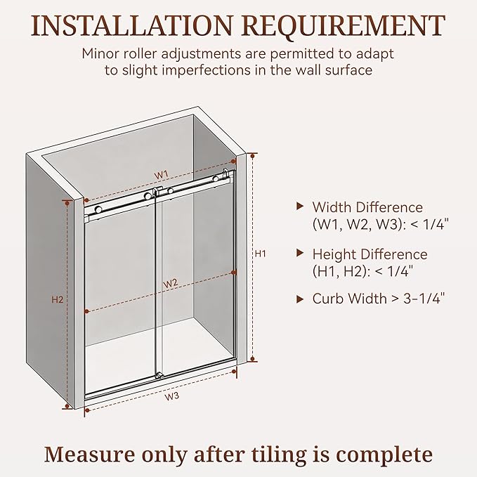 56-61" W x 76" H Frameless Shower Door, Double Sliding Glass Shower Door with 3/8" (10mm) SGCC Tempered Glass, Dual 304 Stainless Towel Bars Bathroom Shower Glass Door (Brushed Gold)