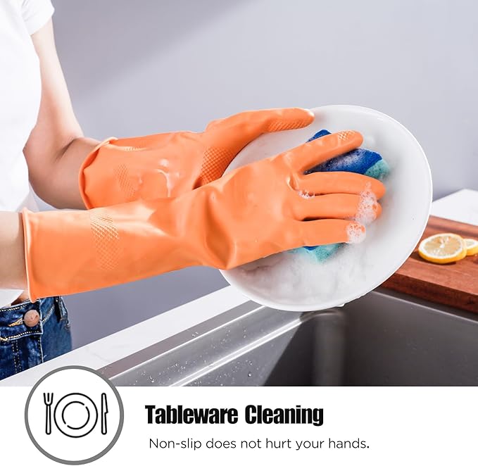 Rubber Gloves for Household, Dishwashing Gloves for Kitchen, Reusable