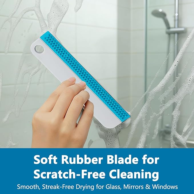 2Pcs Mini Window Squeegee Small Soft Rubber Tool for Car Windows Shower Kitchen Sink Counter Mirrors Compact Tiny Glass Scraper for Bathroom Car Windshield and All-Purpose Cleaning