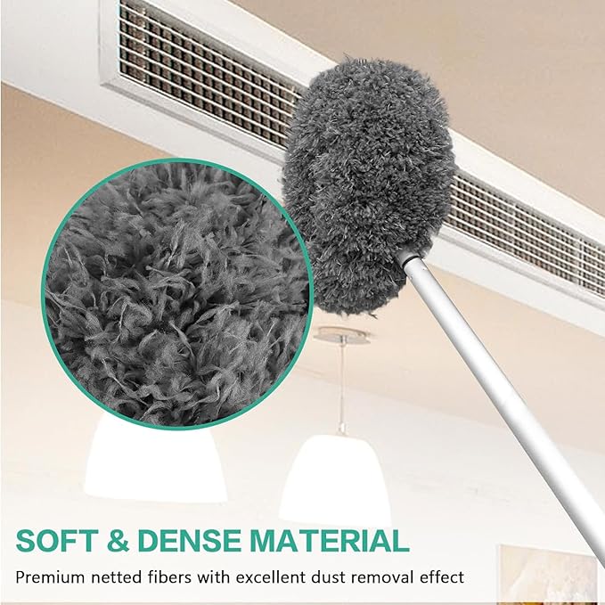 Washable Ceiling Fan Cleaner from 13 to 50 Inch Microfiber Duster with Telescoping Extension Pole, Fit for Cleaning High Ceiling Fan, Furniture, Blinds, Car (Gray)