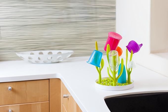 Boon Sprig Countertop Baby Bottle Drying Rack - Nature Inspired Upright Bottle Rack Dryer -Upright Drying Rack for Bottles and Baby Accessories - Baby Bottle-Feeding Supplies