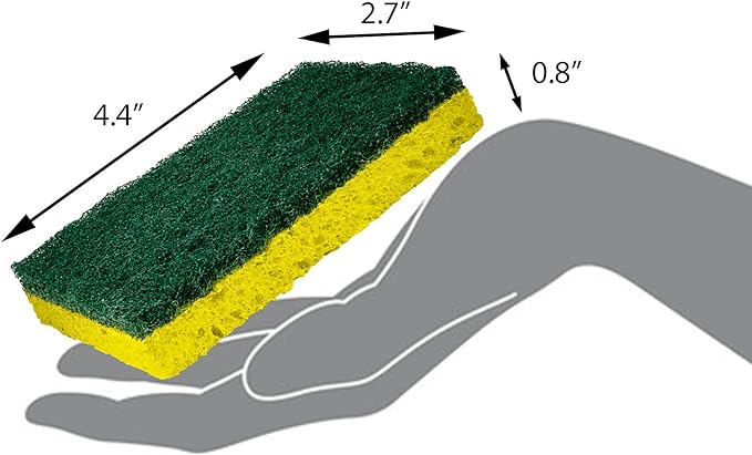 Amazon Basics Heavy Duty Scrub Sponges, Dual-Sided Design, Yellow/Green, 6-Pack, Packaging may vary