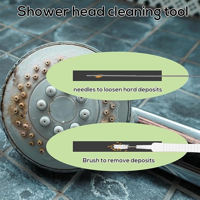 40pcs Shower Head Cleaner Tools, 2 Designs Shower Head Cleaning Brushes Multi-Size Showerhead Cleaner Picks Anti-Clogging Cleaning Brush for Bathroom Small Hole Gap Nozzles (Purple)