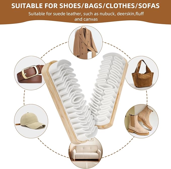 Suede Cleaner Brush 4 Pack, Gentle Daily Care Brush for Suede & Nubuck Shoes, Boots, Bags, Portable Cleaner Kit for Refreshing Nap and Lifting Surface Dirt