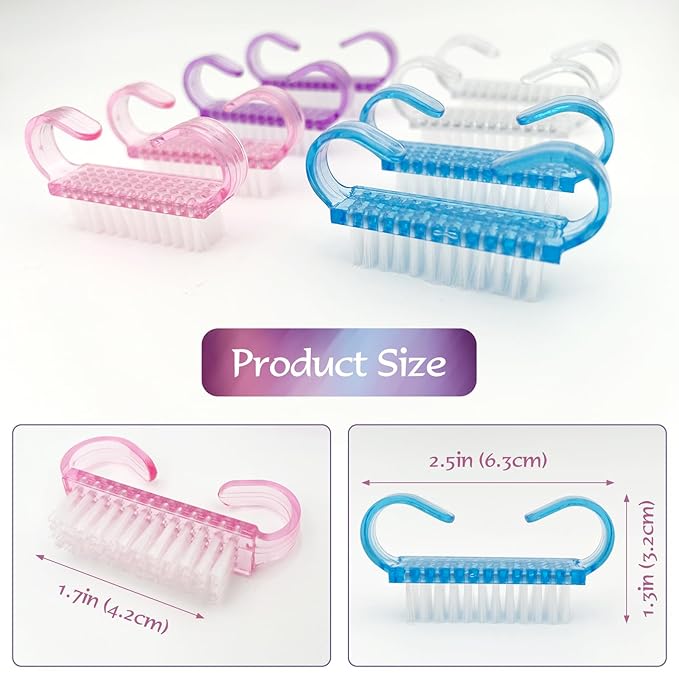 8PCS Nail Brush Cleaner Set – Handle Grip Fingernail Scrubber Brushes with Nylon Bristles for Toes, Nails, Pedicure & Multi-Purpose Cleaning