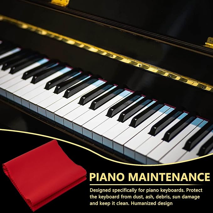 88 Keys Piano Keyboard Red Dust Cover - For Upright Grand Pianos, Digital Pianos and Electronic Keyboards - Protective Key Cover Cloth (2 Packs)