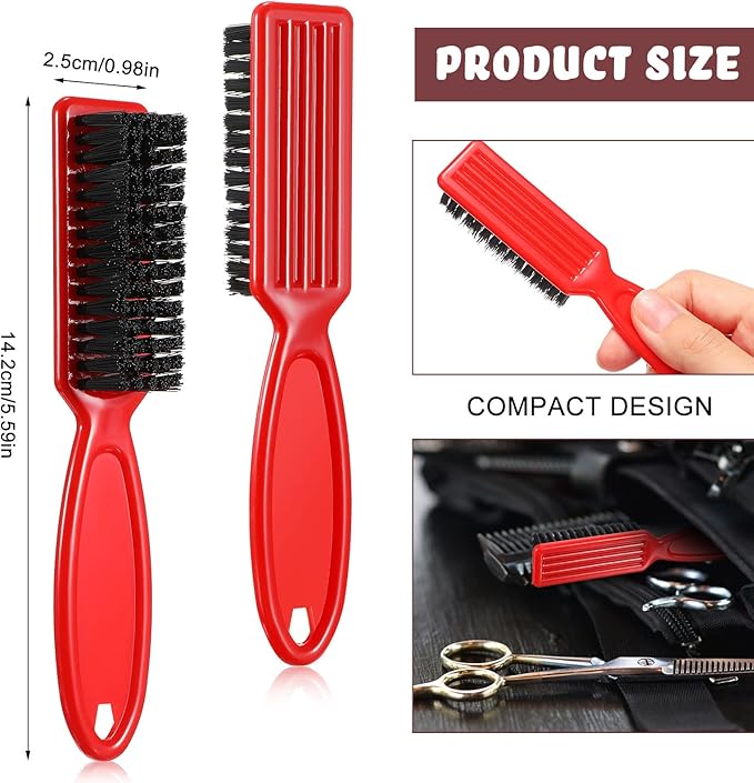 Patelai 12 Pcs Barber Clipper Brush Blade Trimmer Cleaning Brush for Fades Nail Neck Duster Manicure Salon(Black, Red)