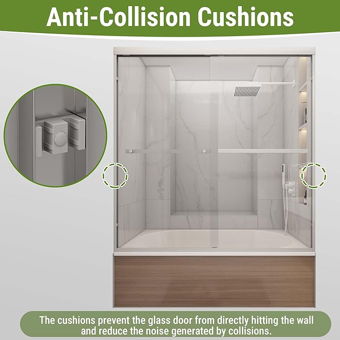 Tub Shower Door 56-60" W x 60" H,Polished Chrome Bathtub Door with 1/4"(6mm) Tempered Glass,Bathtub Shower Door Easy to Clean