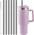 Joshey 12 Inch Tritan Replacement Straws for Stanley 40oz Tumbler - 6 Pack Reusable Long Straws with Cleaning Brush, Fits 30oz & 40oz Stanley Cup Accessories, BPA-Free (Black)