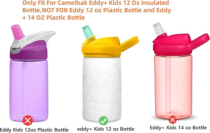 CampTek Replacement Straws Compatible with CamelBak eddy+12 oz Kids Insulated Stainless Steel Water Bottle, 4 BPA-FREE Straws and 1 Straw Cleaning Brush(12OZ)