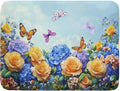Spring Blue Yellow Hydrangeas Flowers Dish Drying Mat for Kitchen Counter,Colorful Butterflies Flying Drying Mat 18 x 24 Inch with High Absorbent Microfiber Drainer Mat for Coffee Bar