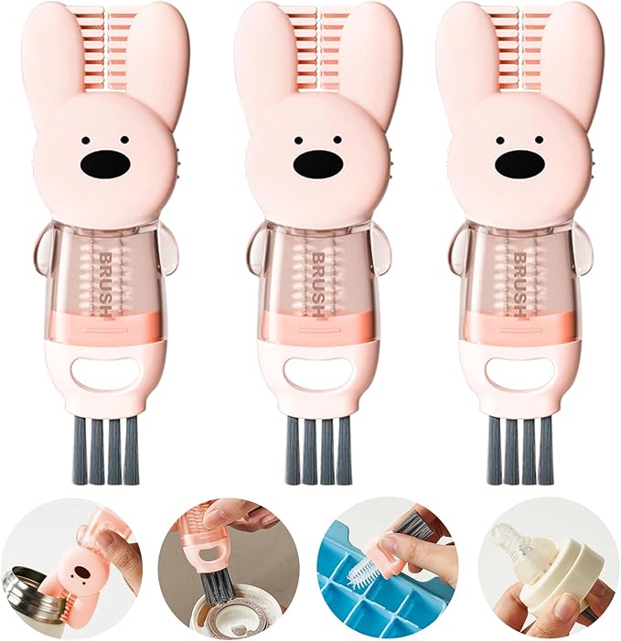 4 in 1 Cup Lid Cleaning Brush, Multifunctional Bottle Cleaning Brush, Cup Crevice Cleaning Tools, Easy to Clean and Storage, Cup Lid Gap Cleaner, Home Kitchen Cleaning Tools - 3Pcs