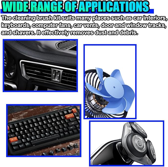 10PCS Car Detailing Brush Kit, Nylon Anti-Static Car Interior Cleaning Tools, Portable Crevice Cleaning Brush Auto Dusting Tool Multipurpose for Dashboard Air Vent Computer Keyboard