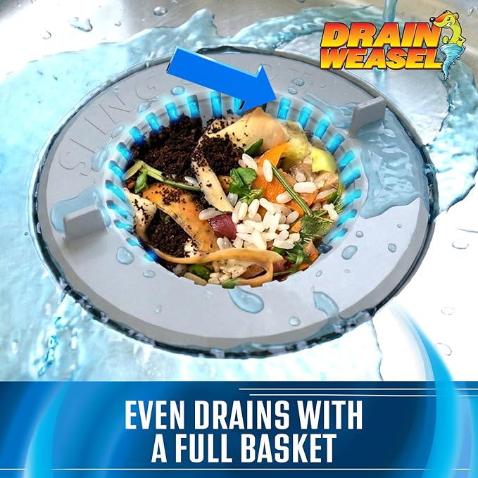 Slingshot Kitchen Sink Drain Strainer Cover Basket, Food Catcher and Stopper, Screen Filter, Dishwasher Safe, Silicone and Plastic, 1 Pack