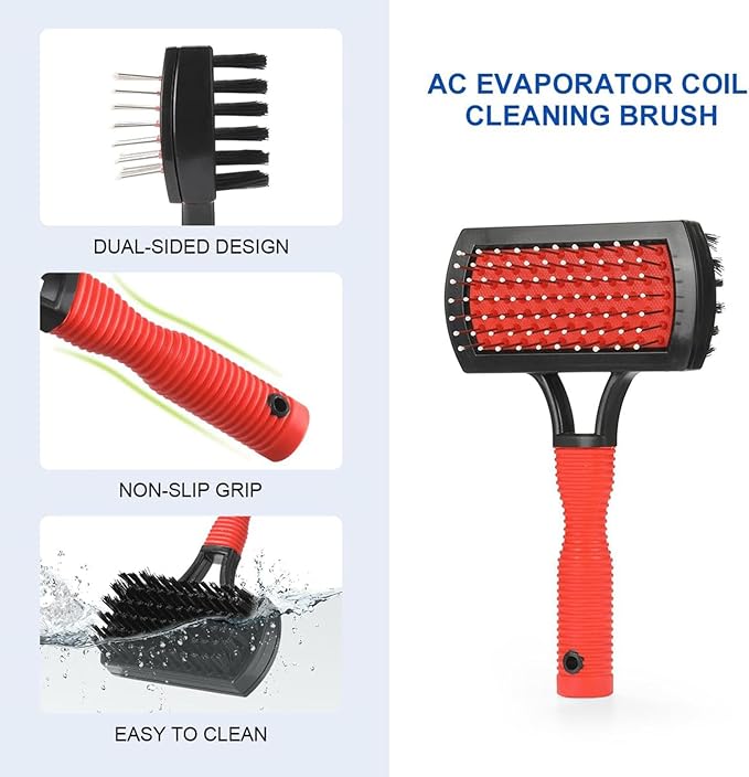AC Coil Cleaning Brush, Double-Sided Evaporator Coil Cleaner, Fin Comb, Air Conditioner Coil Cleaning Tool Kit, Radiator Repair Tool, HVAC Maintenance Tools for Home