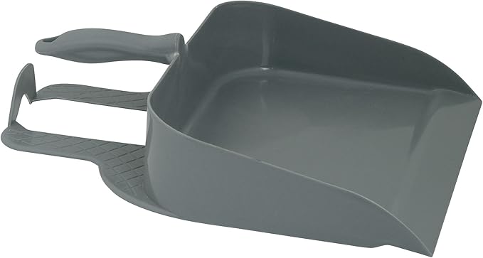 Superio Heavy Duty Plastic Step-on Dustpan with Comfort Grip Handle Grey, Durable, Lightweight Multi Surface Dust Pan Easy Broom Sweeping, 10-inch Wide, 1-Pack