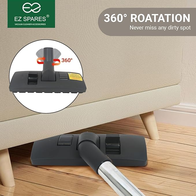 EZ SPARES 1 1/4 inch 32mm Universal Vacuum Cleaner Euro Floor Brush Head Brush Attachment for Floor and Carpet Combo Tool (Black)