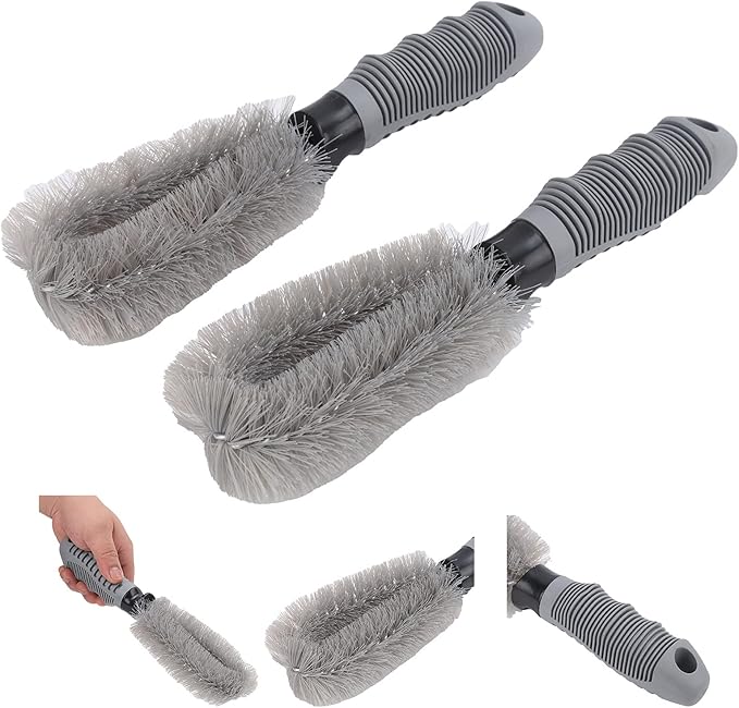 10.2in Wheel Hub Brush Ergonomic Handle Cleaning Tool Car Wheel Cleaning Brush Tire Rim Scrub Brush Cleaner Tire for Nozzle Engine Compartment