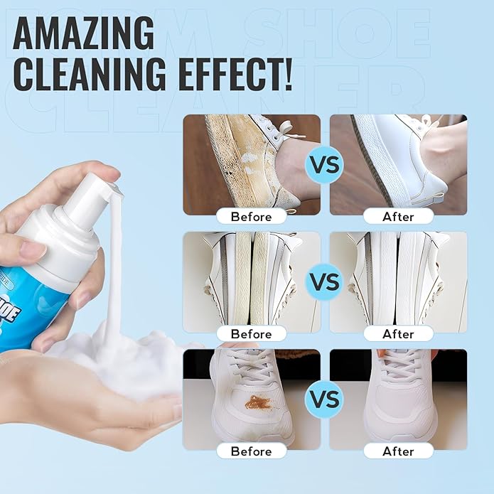 LANBEIDE Shoe Cleaning Kit - 6.76 Oz Sneaker Cleaner with Brush and Towel, White Shoe Cleaner Foam