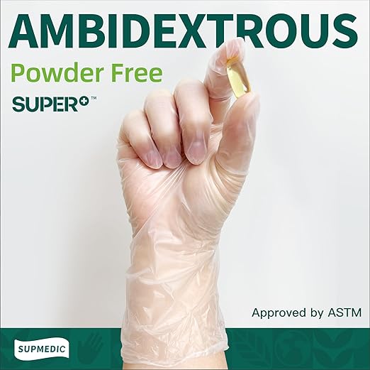 Vinyl Disposable Exam Gloves, Clear 4 Mil Powder-Free Latex-Free Medical Food-Safe Cooking Cleaning Glove, 100 Pcs (Small)